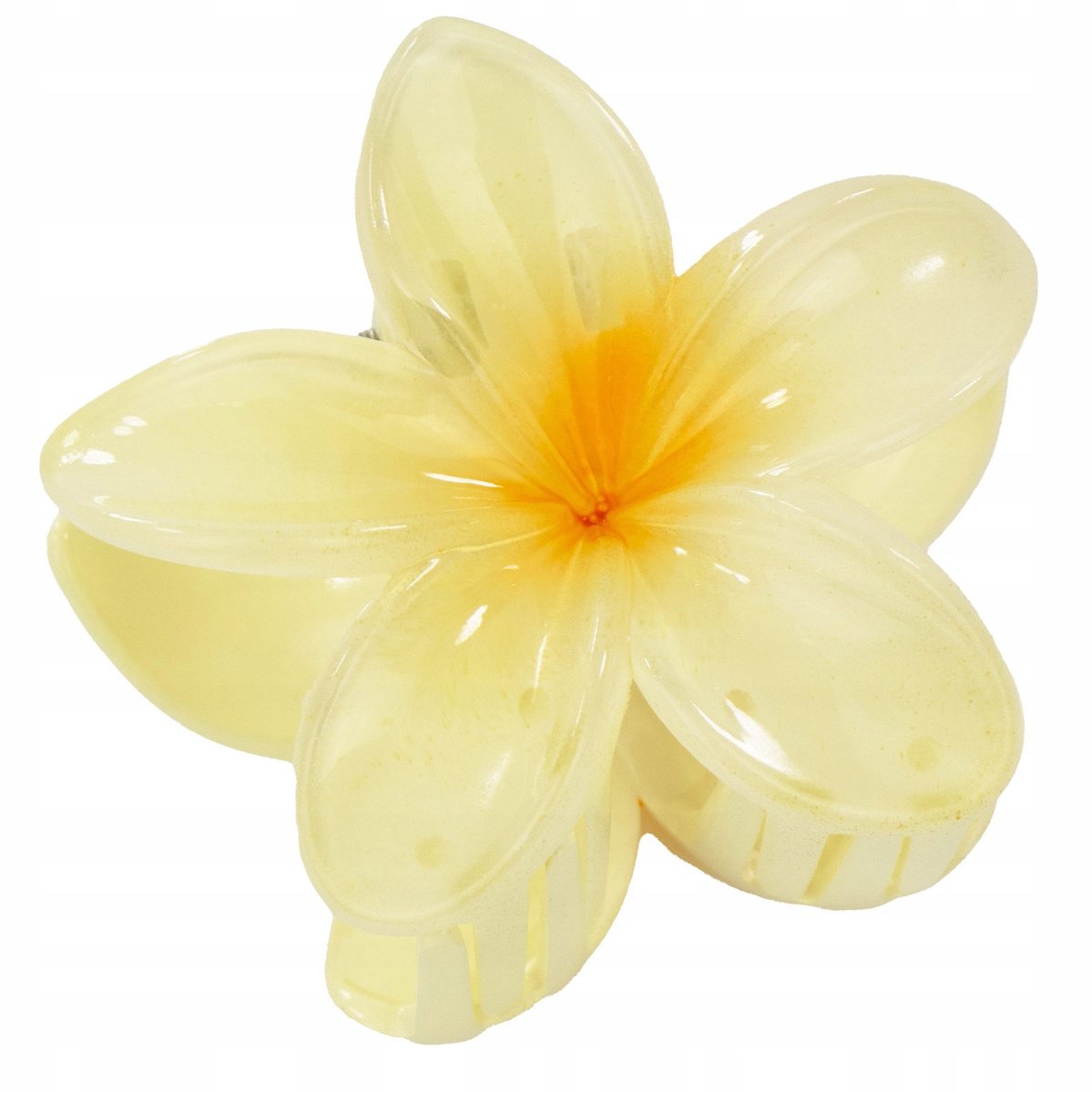 Grote Hawaii Bloem Haarclip - Gele Plumeria Klem