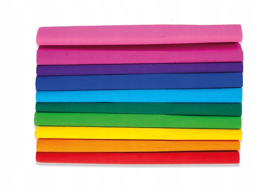 Papier crépon froissé Happy Color, 10 rouleaux de 25 x 200 cm, couleurs Mix