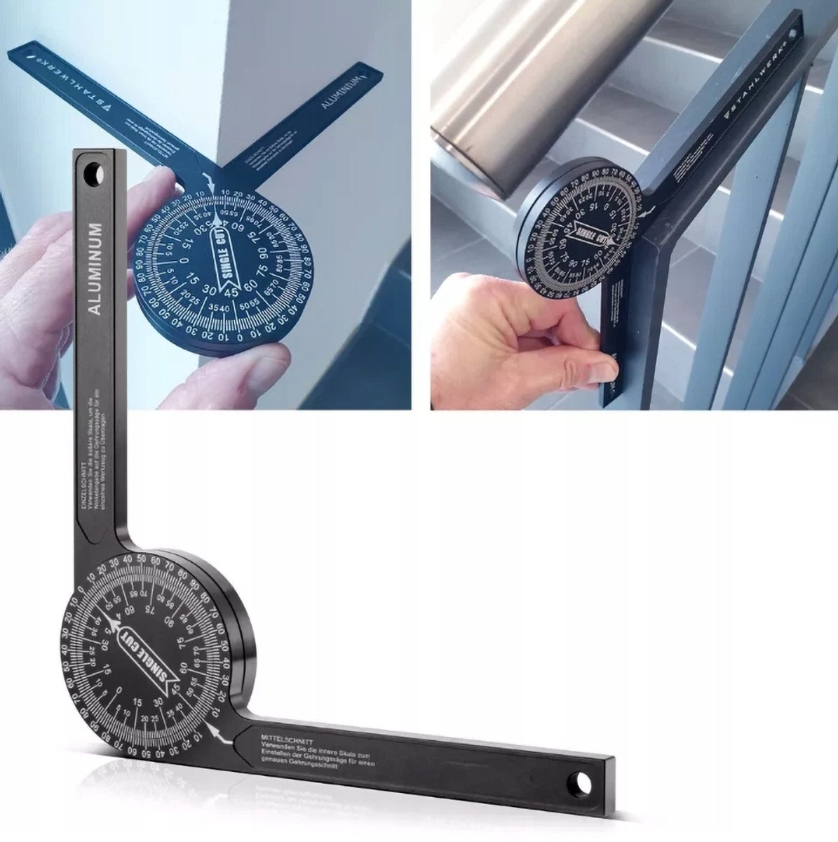Merkloos Aluminium Hoekmeter 360° - Precisie Meetinstrument voor Doe-het-zelvers en Professionals