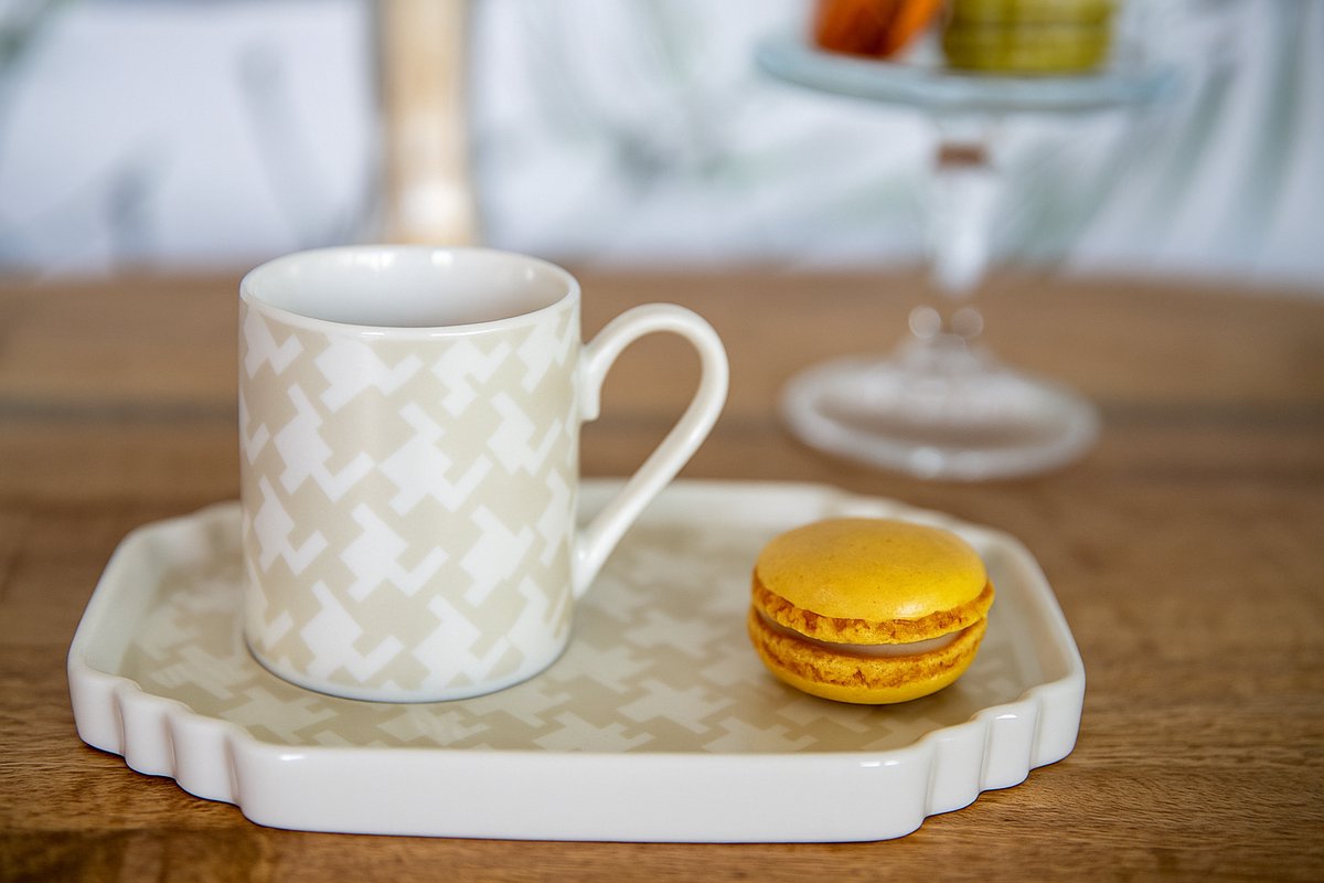 Schäfer espresso mokken set 12-delig – 6 kopjes (100 ml) met 6 gebaksbordjes – Wit - Houndstooth