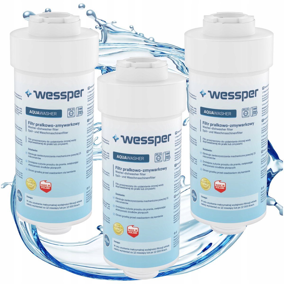 3x Wessper Waterfilter voor Wasmachine & Vaatwasser - Hard Water