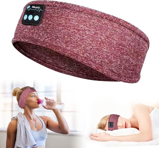 Lomadez Bluetooth Haarband – Zweetband met Ingebouwde bluetooth Koptelefoon – Muziek Haarband – Sport & Slaap Headband – Draadloze Hoofdband – Roze