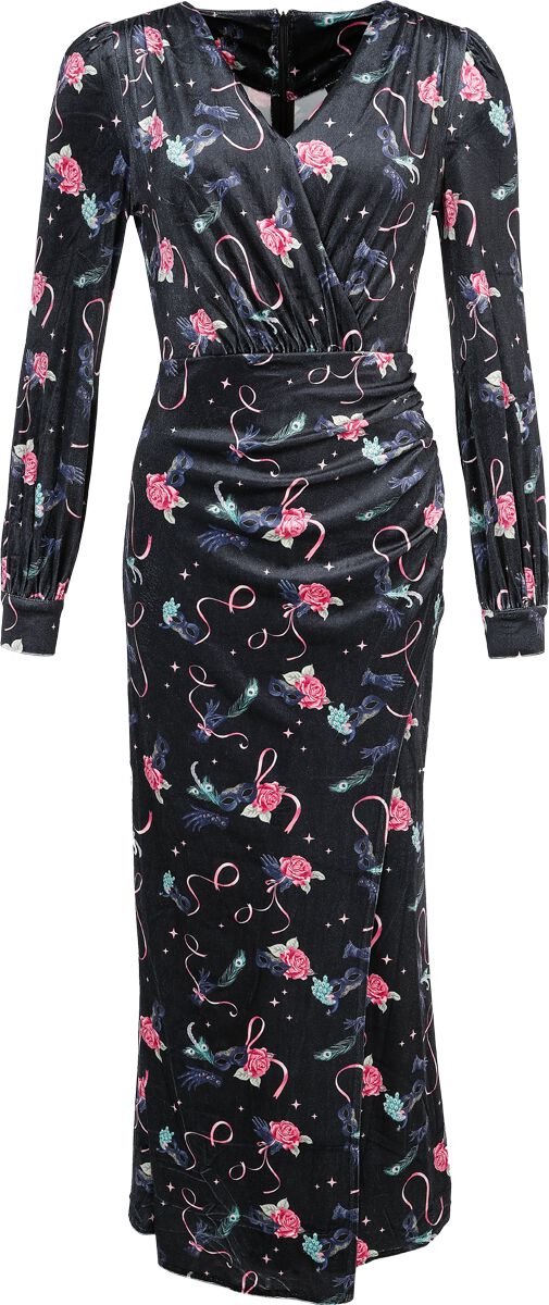 Voodoo Vixen Peacock Masquerade Maxi Velvet Dress Dames Maxi-jurk - meerkleurig - L