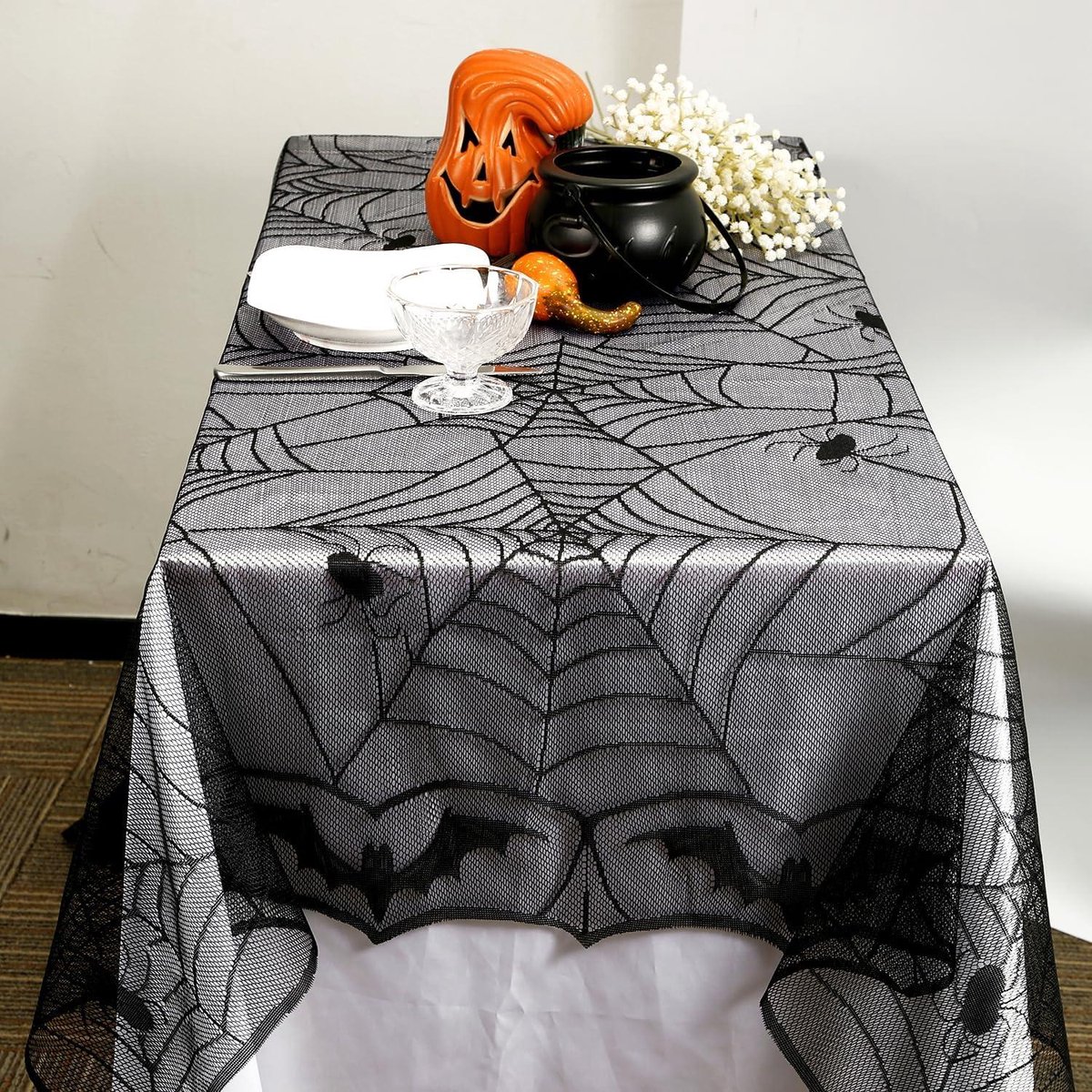 Tafelkleed 122x244cm Spinnenweb Rechthoek Binnen Buiten Feest Decoratie Halloween