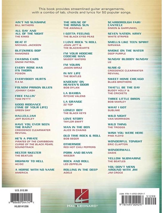 Hal Leonard Simple Songs recueil de partitions pour guitaristes débutants