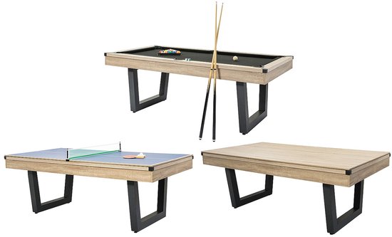 Vente-unique Transformeerbare tafel - Biljart & pingpong - Licht naturelkleurig en zwart - L213,4 x B111,8 x H78,5 cm - MELIAN van Vente-unique — afbeelding 3