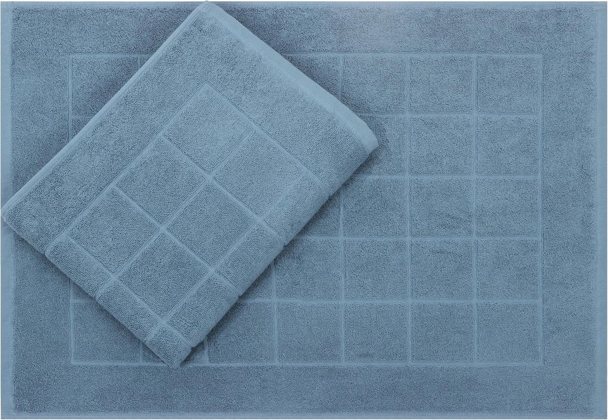 Stunq® Zachte Microvezel Badmatten Set - 50 x 70 cm - Licht Blauw - Snelle Absorptie en Gemakkelijk Onderhoud