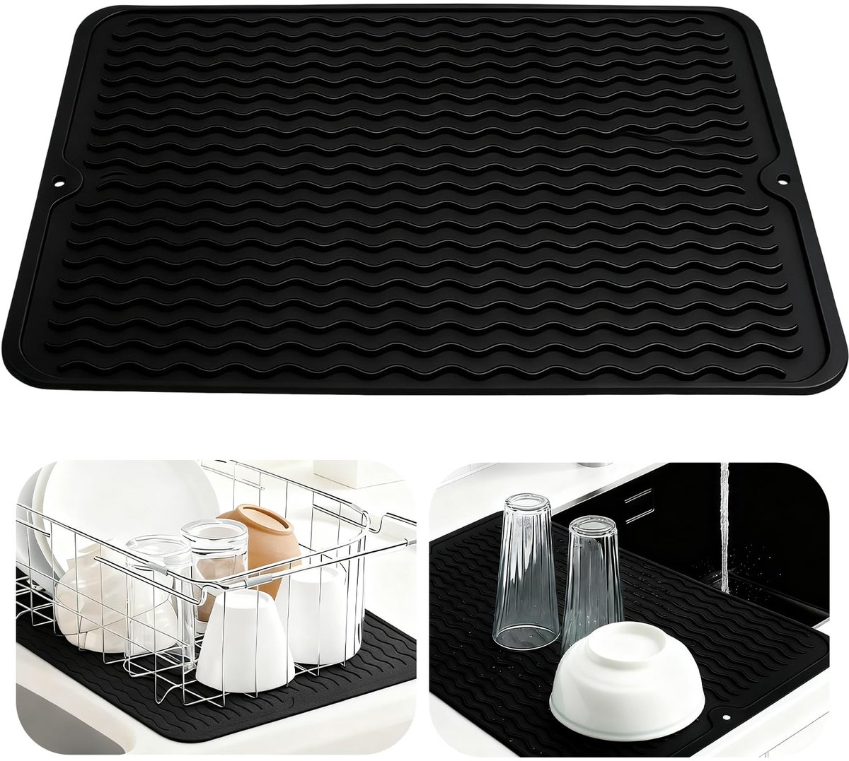 Unyqoos® Flexibele siliconen afdruipmat voor keukens met antislip ontwerp