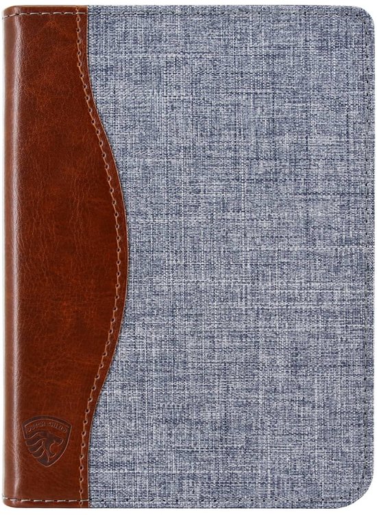 Jeans Hoesje - Sleepcover Geschikt voor Kobo Clara Colour - Book Case Hoes Cover - Grijs / Cognac - ereader hoesje - cover van Case24 — afbeelding 4