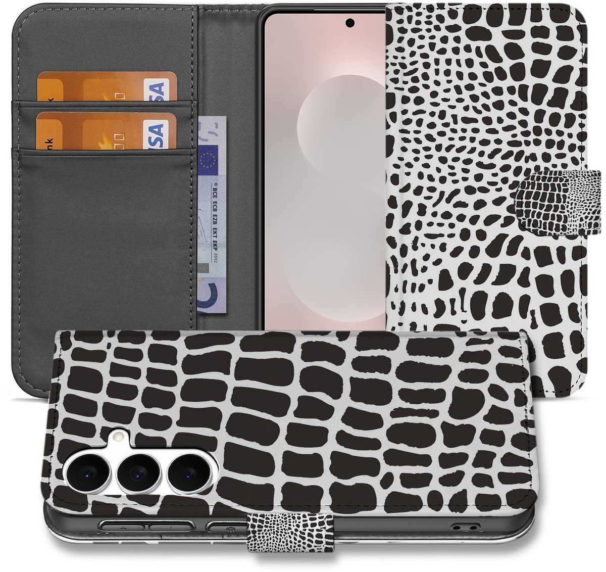 Samsung Galaxy S25 FE Telefoonhoesje met Pasjes Slangenprint