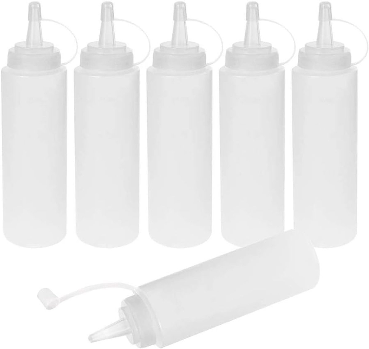 Stunq® Set van 6 BPA-Vrije Knijpflessen met Precisie Dosering – Perfect voor Sauzen en Dressings