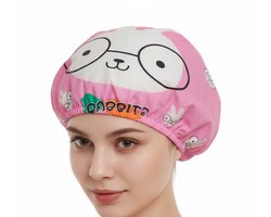 Roze douchemuts douchekap met konijn print – waterdichte badmuts met elastische rand – herbruikbare douche accessoire voor dames, heren en kinderen