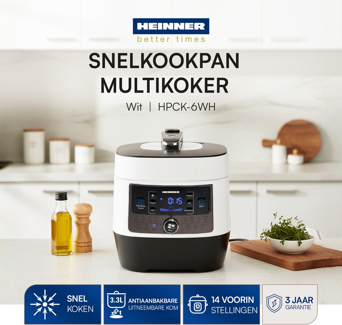 Heinner Multicooker 3,3L met 14 Programma's en LED Display - afbeelding 2