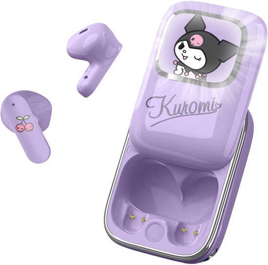 Kuromi - draadloze oordopjes - scherm met LED verlichting - met oplaadcase - touch control - lange batterijduur - TWS earpods bluetooth