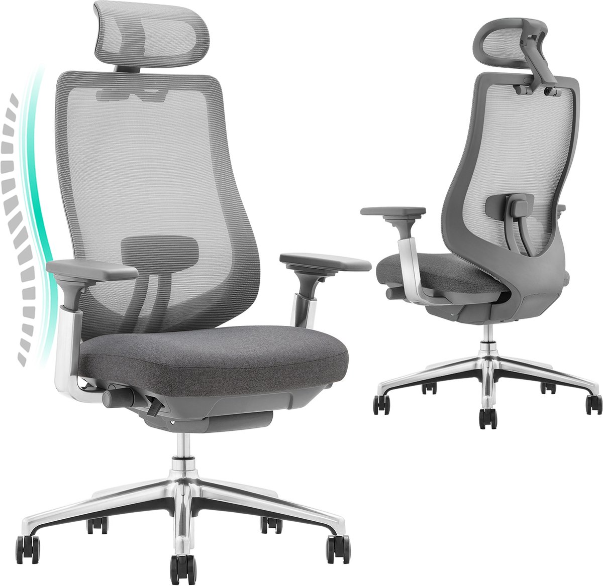 COLAMY Ergonomische Bureaustoel met 4D-armleuningen Donkergrijs - COLAMY - €299,99