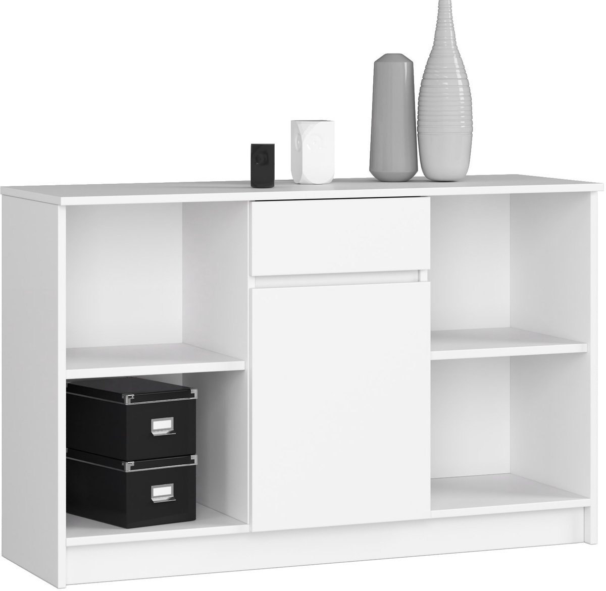 Akord Ladekast B-17 met 1 Lade en 6 Planken / AKORD Furniture Factory / Wit / 120 x 77 x 40 cm