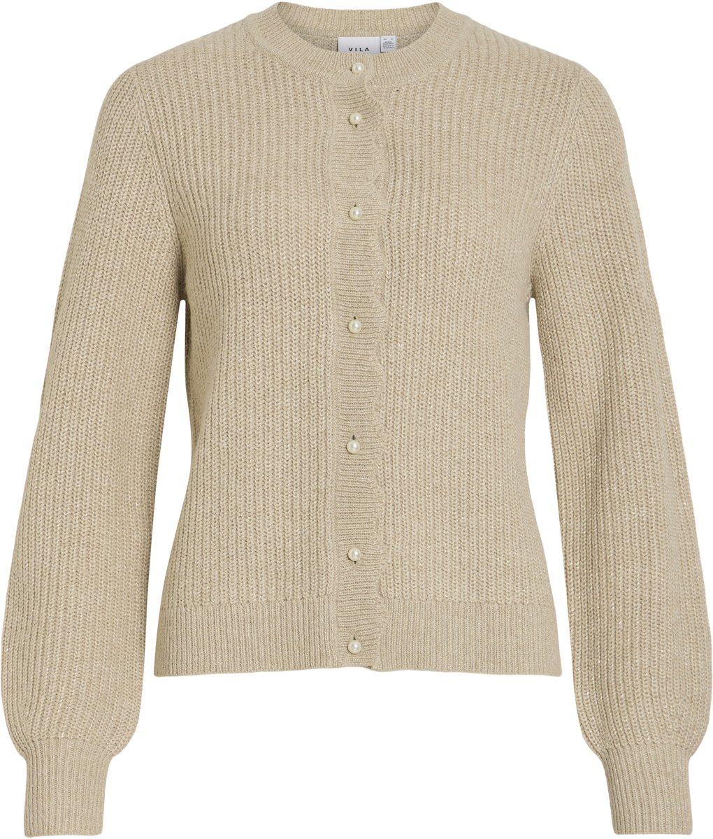 Vila Vest Vicutie O-neck L/s Knit Cardigan/pb 14117469 Natural Melange/gold Glitter Dames Maat - M
