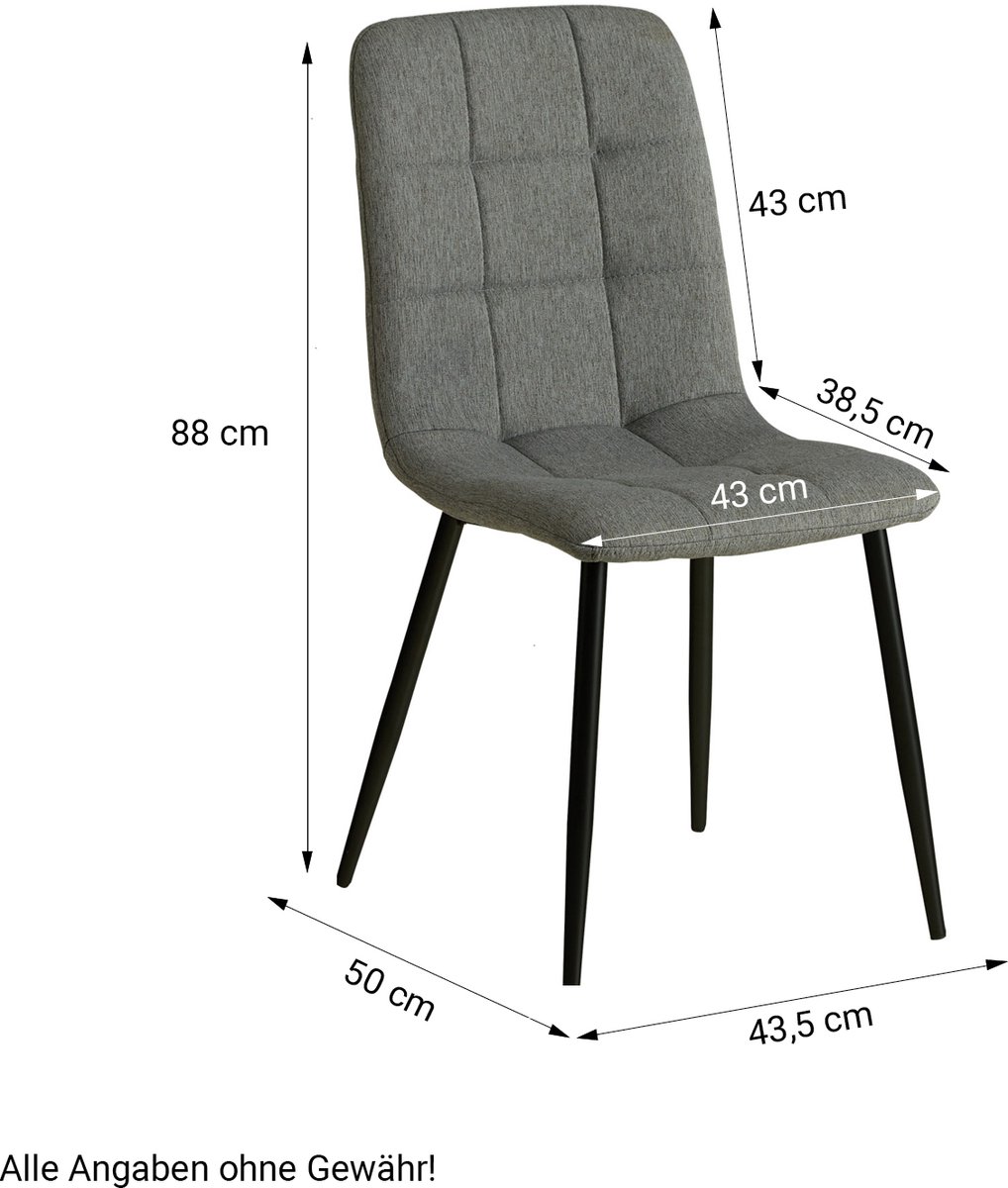 Homestyle4u Eetkamerstoelen van Linnen - 4 Stoelen - Grijs