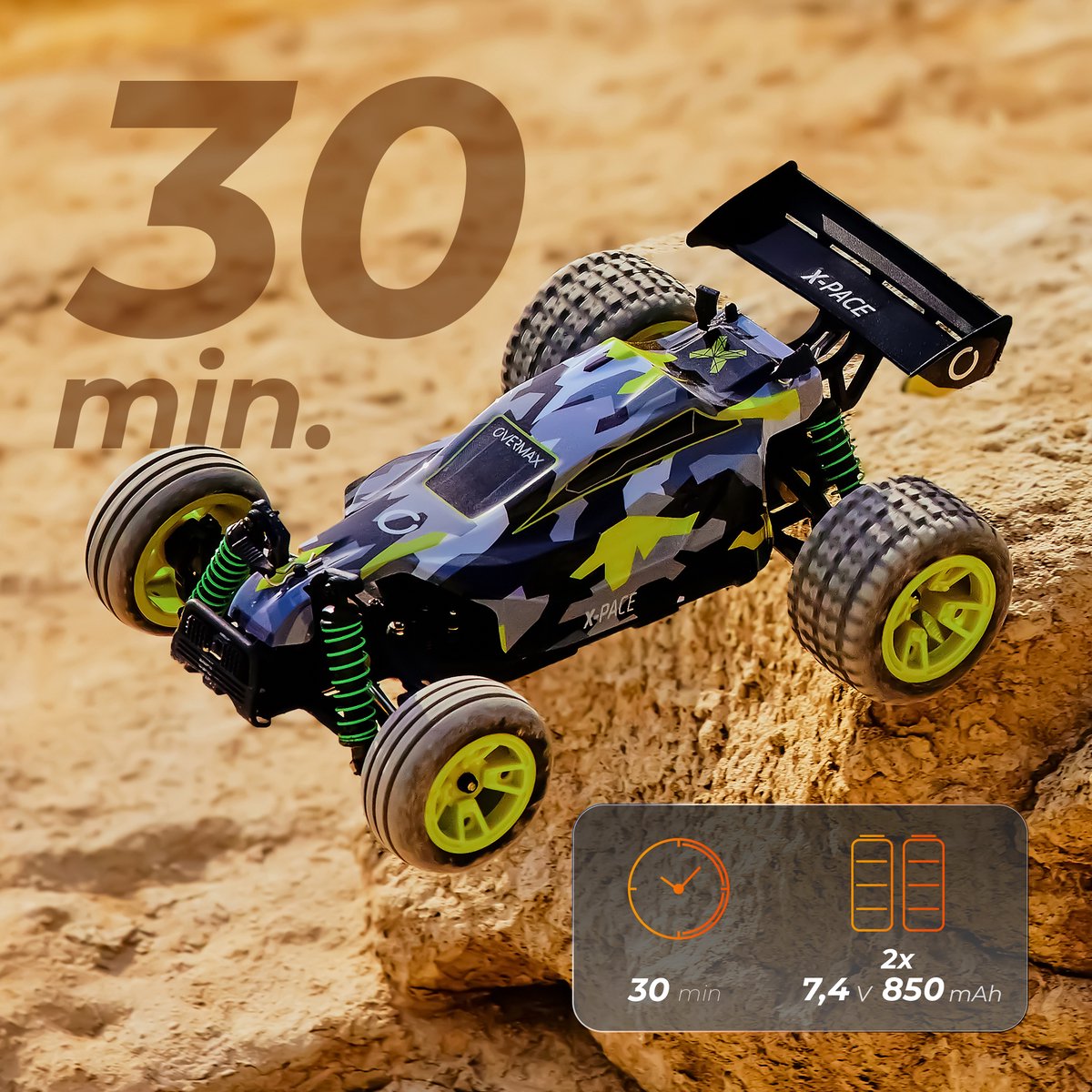 Overmax X-Pace - Bestuurbare Auto - 2 accu’s - 30 km/u - 4x4 - 1:18 - Bereik 100m - Onafhankelijke vering - LED’s - Offroad RC Auto Volwassenen & Kinderen - Afstandsbestuurbare Auto voor Buiten — afbeelding 22