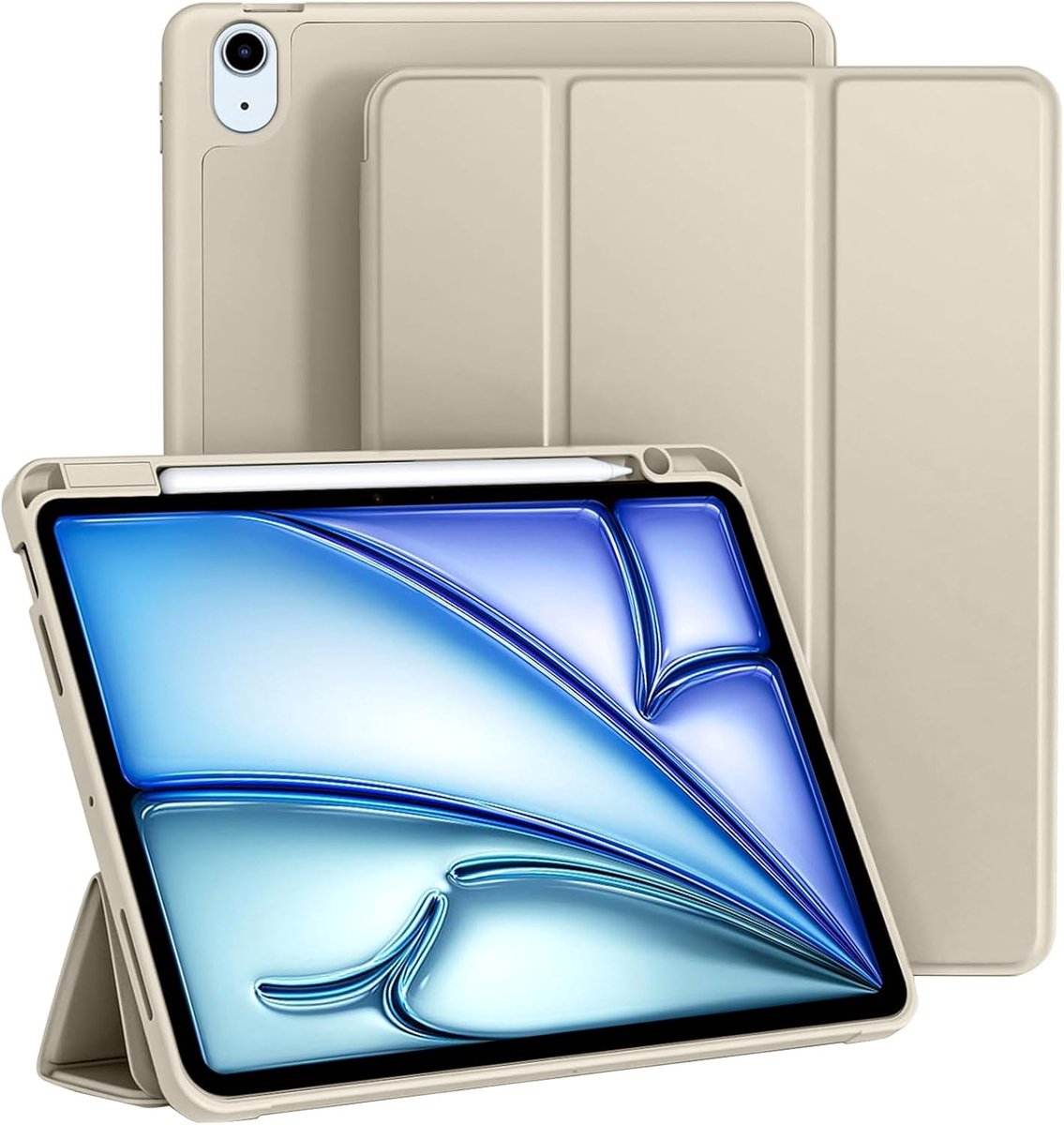 Zandarix Geschikt voor Apple iPad Air 11 inch M4/M3/M2 2026/2025/2024 - Automatische Slaap/Waak Functie - Pencil Houder - Zachte TPU Achterkant - Tablethoes - Sterrenlicht