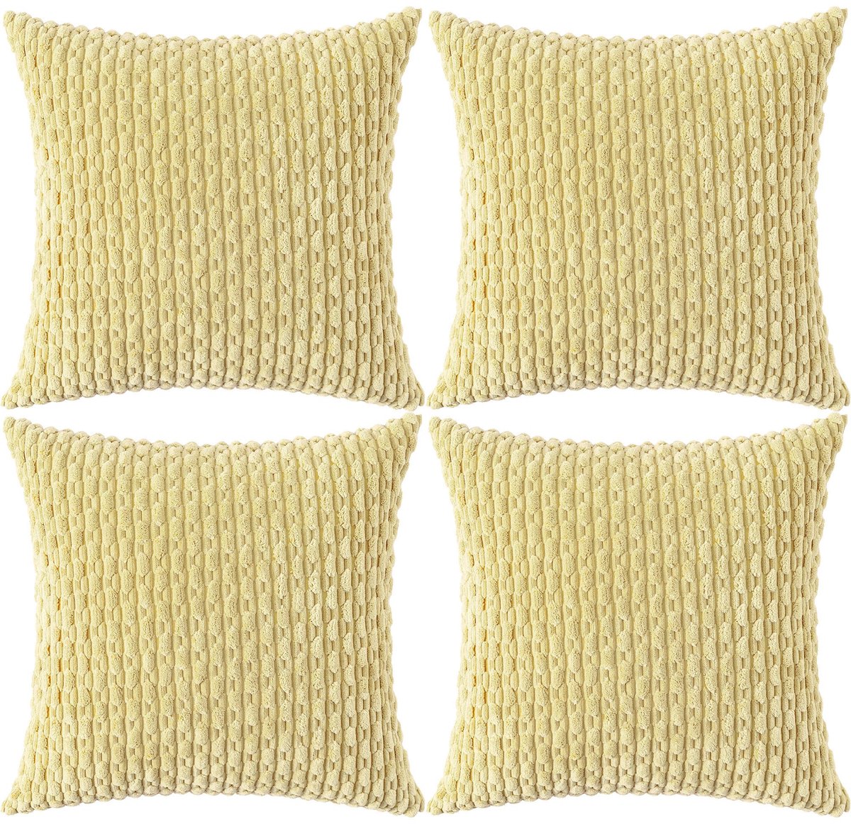 Unyqoos Set van vier stijlvolle kussenslopen in boho stijl voor een warme sfeer Lichtgeel