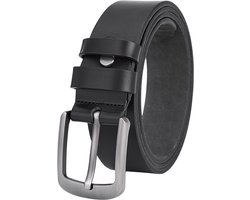 De Lederwaren Ambacht - Hoogwaardige Rundleer Riem - Volledig Leer - Zwart - Lederen Broekriem - Duurzame Riemen Heren - Maat 120