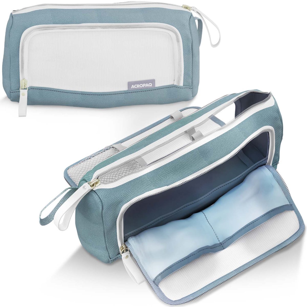 ACROPAQ Pennenzak - Grote capaciteit (1,2 L), Pennenetui met 3 vakken, Voor jongens, meisjes en volwassenen, Groen - Pennenbakje, Etuis voor school, Pencil case