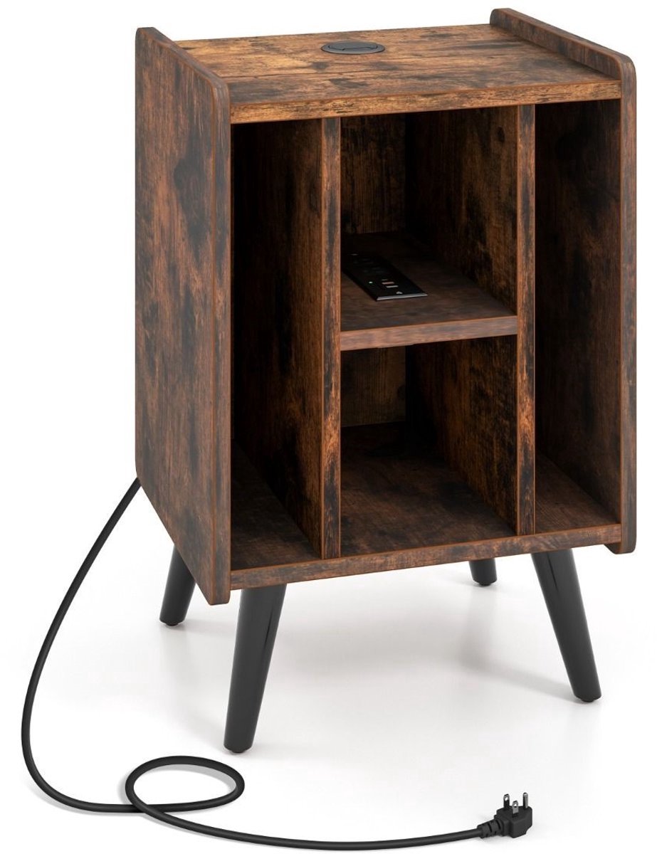 Platenspeler Meubel - LP-kast - Platenspelerkast - Draaitafelstandaard - Platenspelerstandaard - Vintage Displayplank - Bruin
