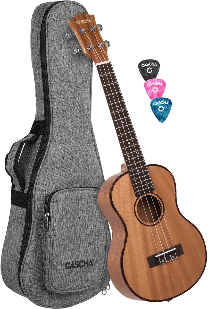 Cascha HH 2048 premium tenor ukelele met tas en plectra