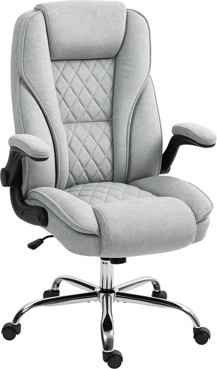 HOMCOM-Bureaustoel-Fluwelen (100% polyester)-70x70x122cm-Grijs