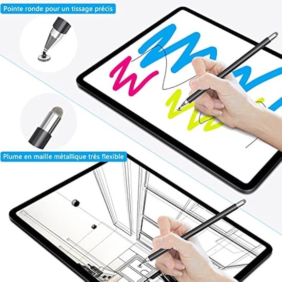 Tablet stylus, 2 in 1 stylus, Geschikt voor alle tablets en smartphones, Geschikt voor iPhone, iPad, Samsung, Lenovo, Surface, Huawei, Xiaomi, Android, iOS, etc. (Wit) — afbeelding 2