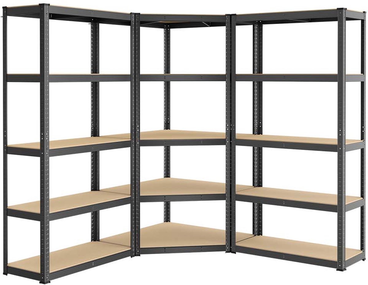 Hoekplankenset – 5 niveaus – Draagvermogen 2625 kg – Zilver