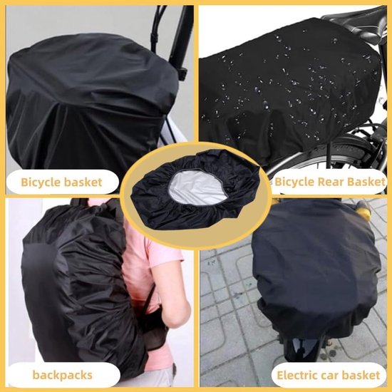 Daity 2 stuks Fietskrat hoes - Fietskrat afdekhoes - Mandhoes - Fietsmand - Fietskrathoes waterdicht - Uitgerekt formaat 70*80cm - Voormand Regenbestendig - Geschikt voor Waterdichte Fietsboxen - Zwart van Daity — afbeelding 2