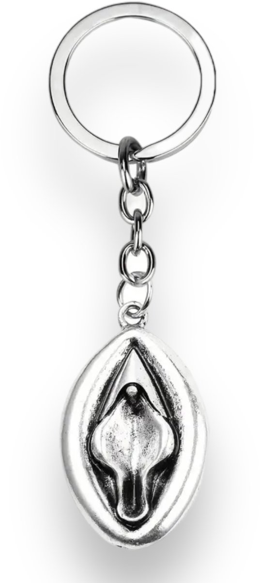 Erotische Sleutelhanger – Metaal – Vulva Design – Zilverkleurig – 3,9 cm – Uniek & Ondeugend Cadeau