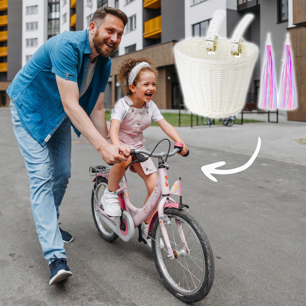 Wit Fietsmandje Meisjes met Franjes - Leuk Fietsaccessoire