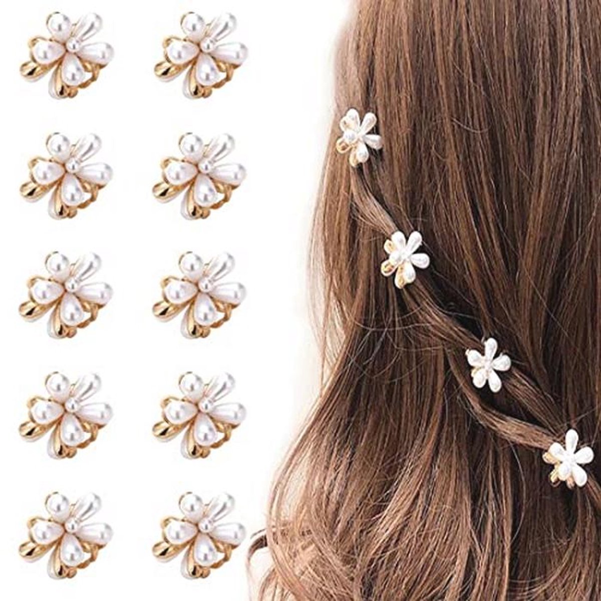 Mini Haarspelden met Parels - Decoratieve Clips voor Dames en Meisjes - 10 Stuks