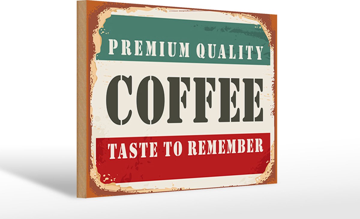 Holzschild Retro 30x20cm Premium Quality Coffee Kaffee