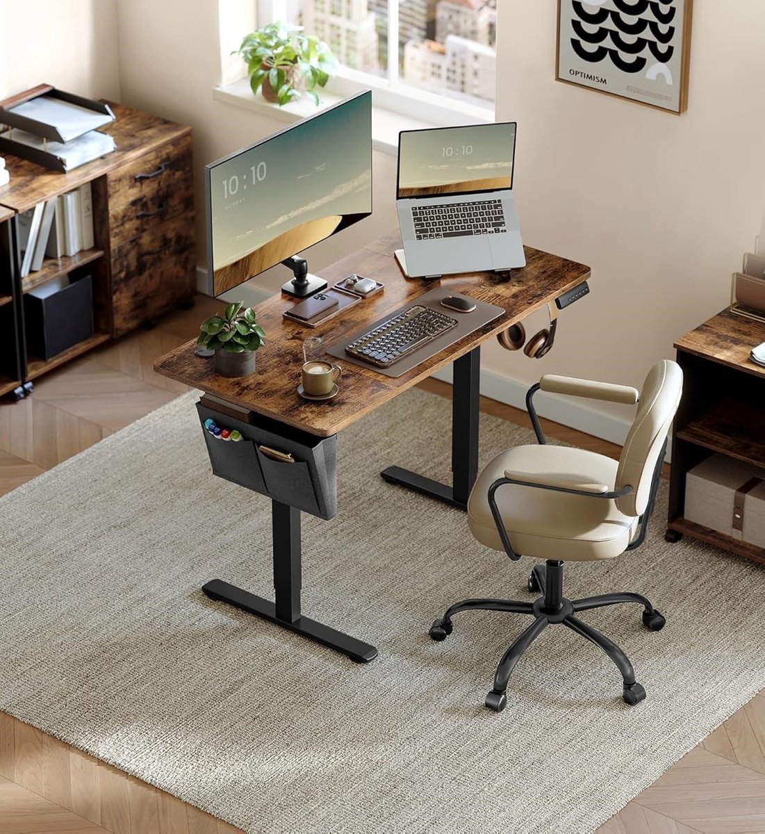 Electric Desk ProFlex Vintage – - 120x60 cm - Bruin - Vintage – In hoogte verstelbaar - Medahomestore