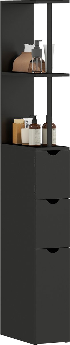 HOMCOM-Badkamerkast-MDF-15x33x136cm-Zwart