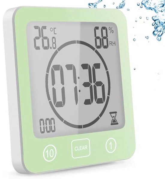 POFET Badkamerklok Waterdichte doucheklok met handdoek Opknoping Waterdichte klokken voor badkamer Keukentimer Klokken (wit