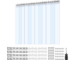 Transparant PVC Strokengordijn, 2,1 M Hoog X 1,2 M Breed X 2 mm Dik, 8 Stuks Kunststof Deurstrips voor Temperatuurregeling In Magazijnen, Vr