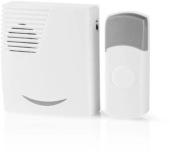 Nedis Draadloze Deurbelset - Batterij Gevoed - 3 V DC - 1x CR2032 - Volume: 80 dB - Signaalbereik: 300 m - IP44 - 36 Melodiën - 1 Ontvanger - Grijs / Wit — afbeelding 2