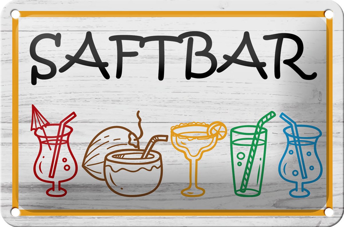 Blechschild Hinweis 18x12cm Saftbar Cocktail