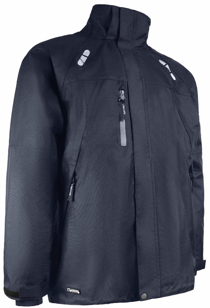 Donkerblauwe ademende regenjas van Lyngsøe Rainwear XXL