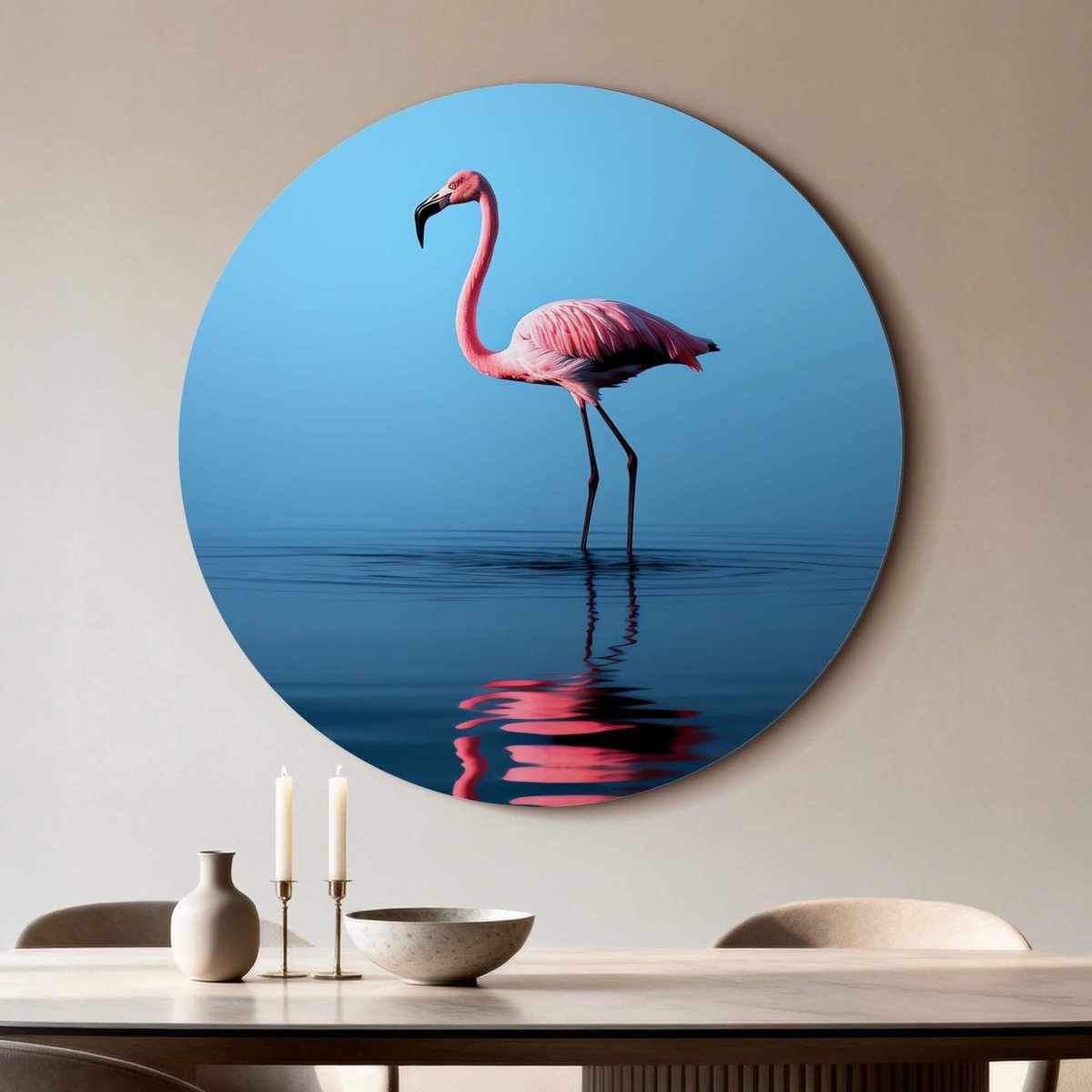 KitchenArt - Blush Reflection - Muurcirkel Binnen - ø 100 cm - Wandcirkel - Mét Ophangsysteem - Wanddecoratie - Muurdecoratie