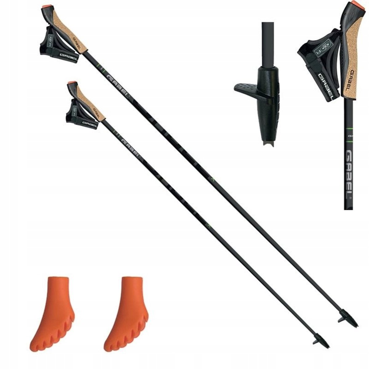 Gabel Stride X-5 Nordic Walking Stokken Carbon 130cm Zwart/Groen