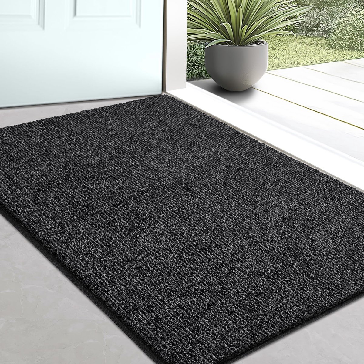 Unyqoos Wasbare antislip deurmat voor binnengebruik in hal, keuken en badkamer grijs