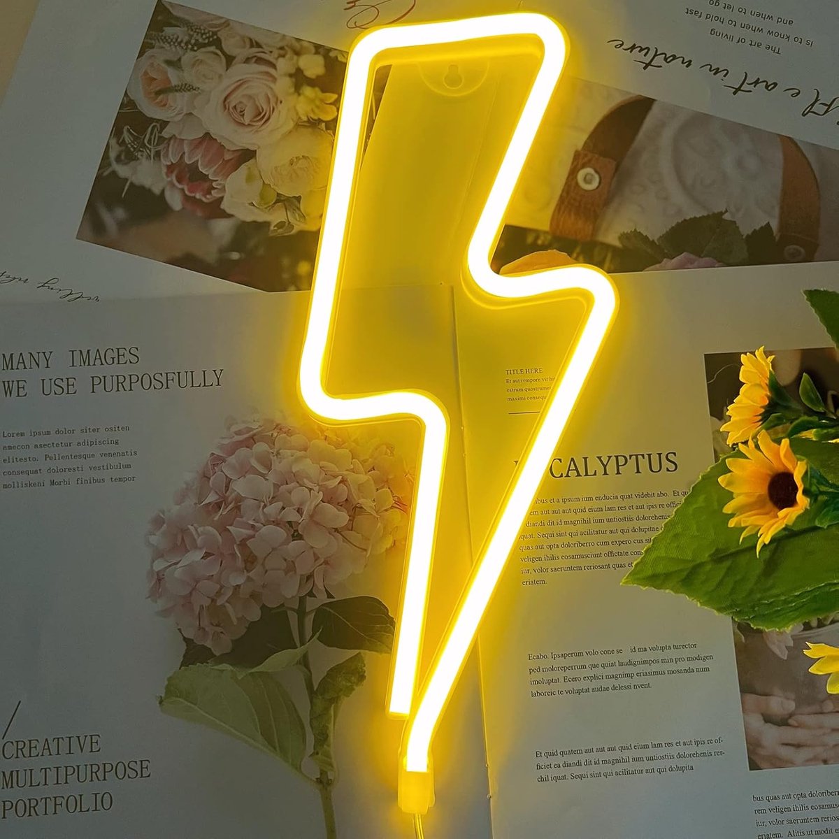 Daity 1 Pack - LED-neonlamp, decoratieve neonlamp, nachtlamp, neonlamp op batterijen/USB, wandlamp voor de slaapkamer, nachtlampje voor kinderen