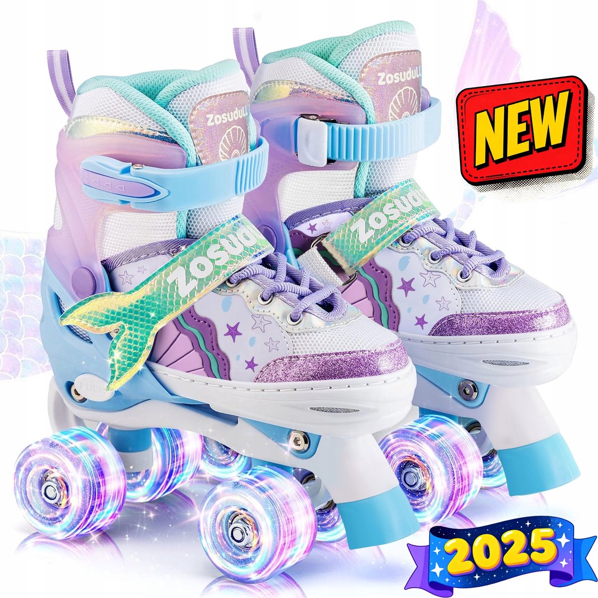 Verstelbare Kinder rolschaatsen met LED-wielen /M Wit