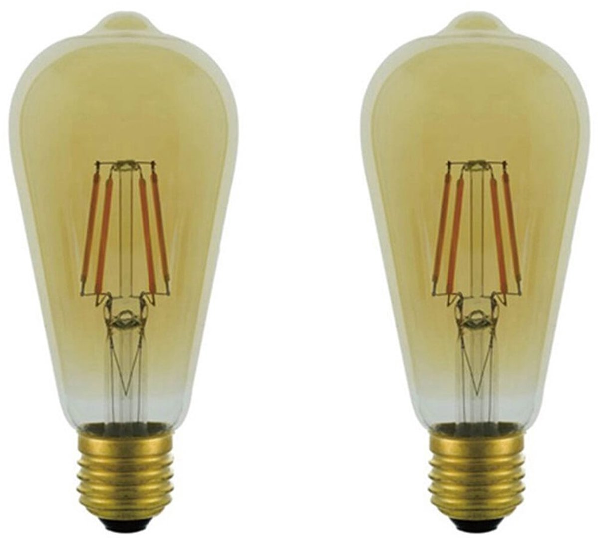 VITO LED Filament Edison Lamp ST64 E27 - 6W (replaces 60W) - 822lm - 2500K Extra - 220-240V - Energy efficient - 2 pieces